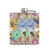 Floral patroon in retro-stijl 3 heupfles (Achterkant)