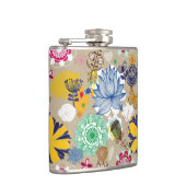 Floral patroon in retro-stijl 3 heupfles (Rechts)