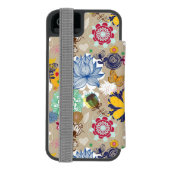 Floral patroon in retro-stijl 3 incipio iPhone portemonnee hoesje (Agenda Achterkant)