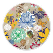 Floral patroon in retro-stijl 3 keramische knop (Voorkant)