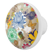 Floral patroon in retro-stijl 3 keramische knop (Rechts)