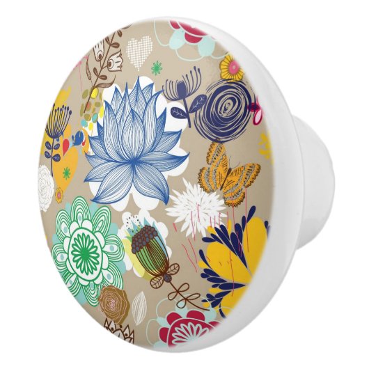 Floral patroon in retro-stijl 3 keramische knop (Rechts)