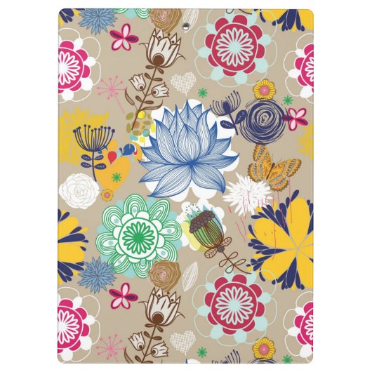 Floral patroon in retro-stijl 3 klembord (Achterkant)