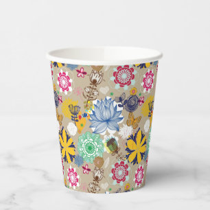 Floral patroon in retro-stijl 3 papieren bekers