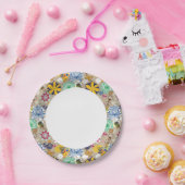 Floral patroon in retro-stijl 3 papieren bordje (Feest)