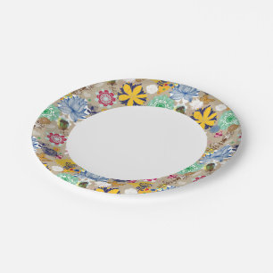 Floral patroon in retro-stijl 3 papieren bordje