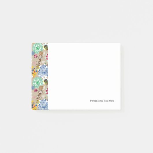 Floral patroon in retro-stijl 3 post-it® notes (Voorkant)