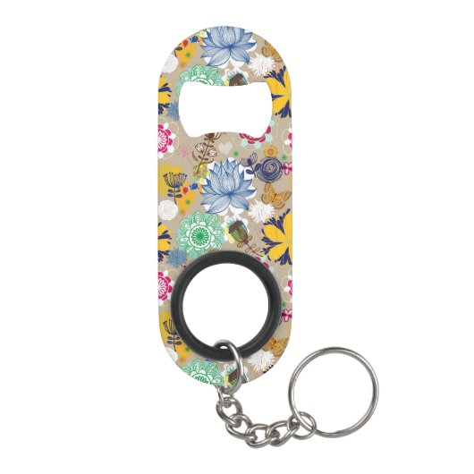 Floral patroon in retro-stijl 3 sleutelhanger flessenopener (Achterkant)