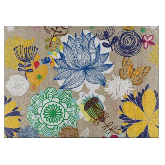 Floral patroon in retro-stijl 3 snijplank (Voorkant)