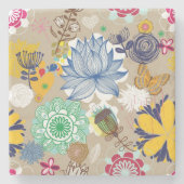 Floral patroon in retro-stijl 3 stenen onderzetter (Voorkant)