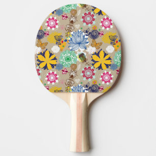 Floral patroon in retro-stijl 3 tafeltennisbatje