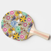 Floral patroon in retro-stijl 3 tafeltennisbatje (Zijkant)
