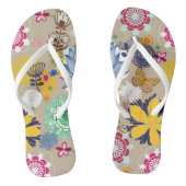 Floral patroon in retro-stijl 3 teenslippers (Voetbed)