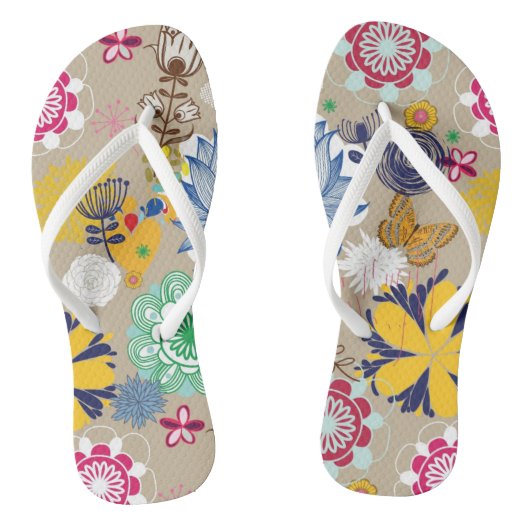 Floral patroon in retro-stijl 3 teenslippers (Voetbed)