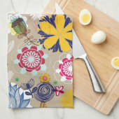 Floral patroon in retro-stijl 3 theedoek (Quarter Fold)