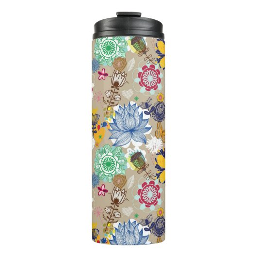 Floral patroon in retro-stijl 3 thermosbeker (Voorkant)