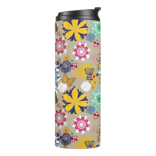 Floral patroon in retro-stijl 3 thermosbeker (Gedraaid links)