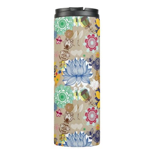 Floral patroon in retro-stijl 3 thermosbeker (Achterkant)