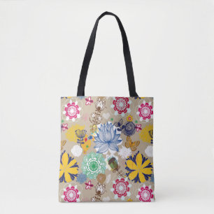 Floral patroon in retro-stijl 3 tote bag