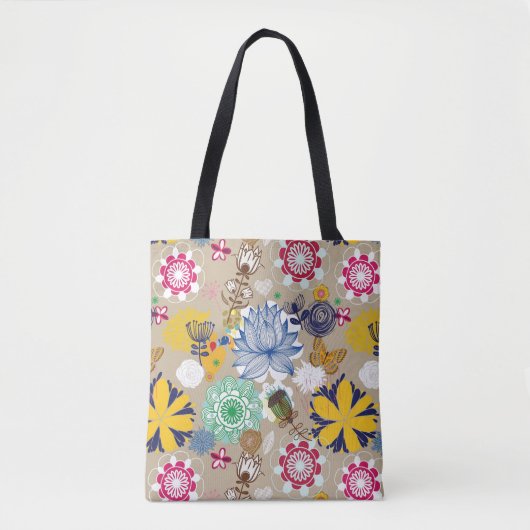 Floral patroon in retro-stijl 3 tote bag (Voorkant)