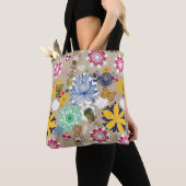 Floral patroon in retro-stijl 3 tote bag (Dichtbij)