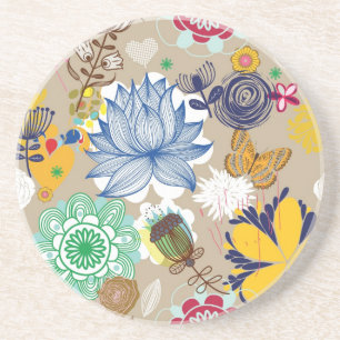 Floral patroon in retro-stijl 3 zandsteen onderzetter