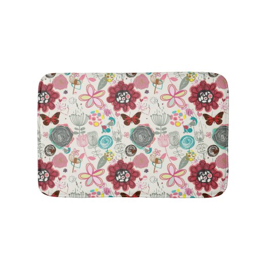 Floral patroon in retro-stijl 5 badmat (Voorkant)