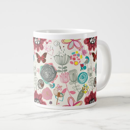 Floral patroon in retro-stijl 5 grote koffiekop (Voorkant rechts)