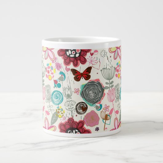 Floral patroon in retro-stijl 5 grote koffiekop (Voorkant)