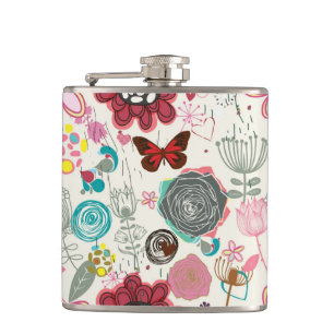 Floral patroon in retro-stijl 5 heupfles