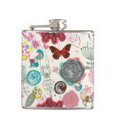 Floral patroon in retro-stijl 5 heupfles (Voorkant)