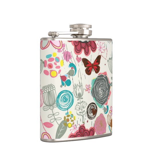 Floral patroon in retro-stijl 5 heupfles (Rechts)