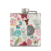 Floral patroon in retro-stijl 5 heupfles (Achterkant)