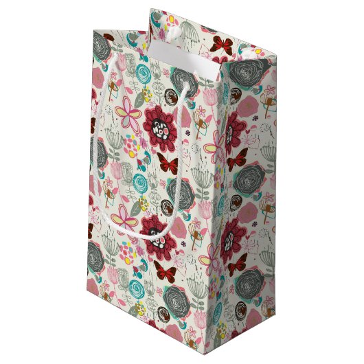 Floral patroon in retro-stijl 5 klein cadeauzakje (Achterkant Gekanteld)