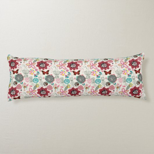 Floral patroon in retro-stijl 5 lichaamskussen (Achterkant)