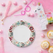 Floral patroon in retro-stijl 5 papieren bordje (Feest)