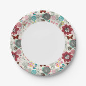 Floral patroon in retro-stijl 5 papieren bordje (Voorkant)