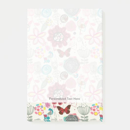 Floral patroon in retro-stijl 5 post-it® notes (Voorkant)