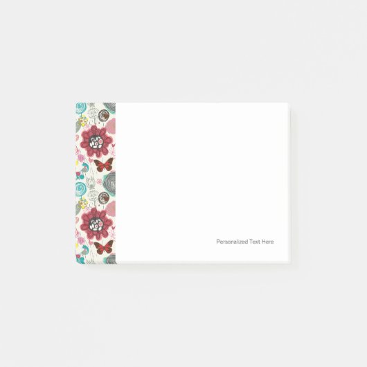 Floral patroon in retro-stijl 5 post-it® notes (Voorkant)