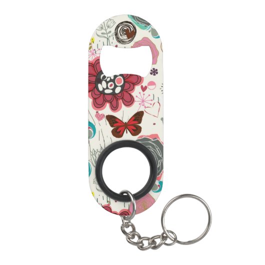 Floral patroon in retro-stijl 5 sleutelhanger flessenopener (Achterkant)