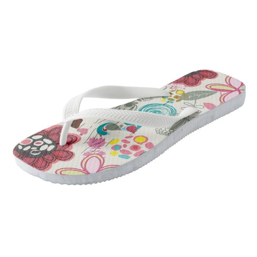 Floral patroon in retro-stijl 5 teenslippers (Schuin)