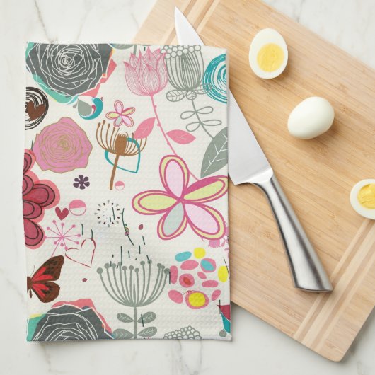 Floral patroon in retro-stijl 5 theedoek (Quarter Fold)