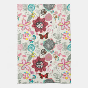 Floral patroon in retro-stijl 5 theedoek