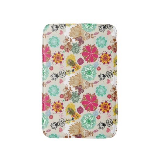 Floral patroon in retro-stijl badmat (Voorkant Verticaal)
