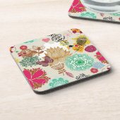 Floral patroon in retro-stijl bier onderzetter (Linkerzijde)