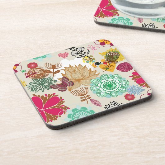 Floral patroon in retro-stijl bier onderzetter (Linkerzijde)