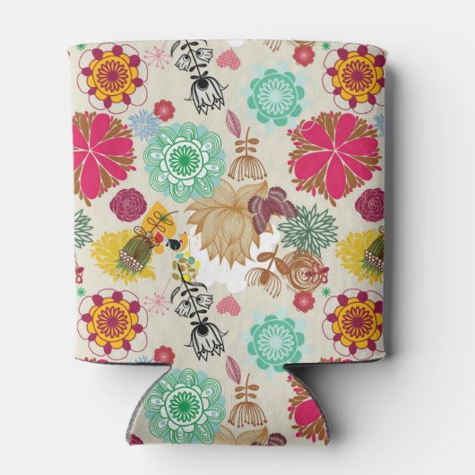 Floral patroon in retro-stijl blikjeskoeler (Achterkant)