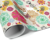 Floral patroon in retro-stijl cadeaupapier (Rol Hoek)