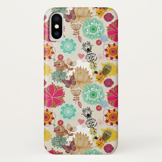 Floral patroon in retro-stijl Case-Mate iPhone case (Achterkant)