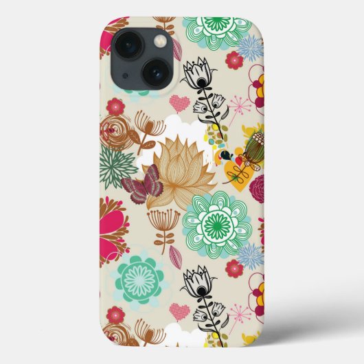 Floral patroon in retro-stijl Case-Mate iPhone case (Achterkant)
